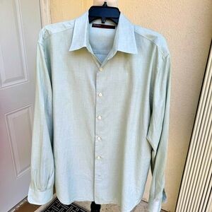 PERRY ELLIS. Pale Green, Long Sleeve, Button Down Shirt. Size XL. 100% C…